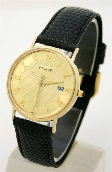 geneve mens watches|geneve 14k gold diamond watch.